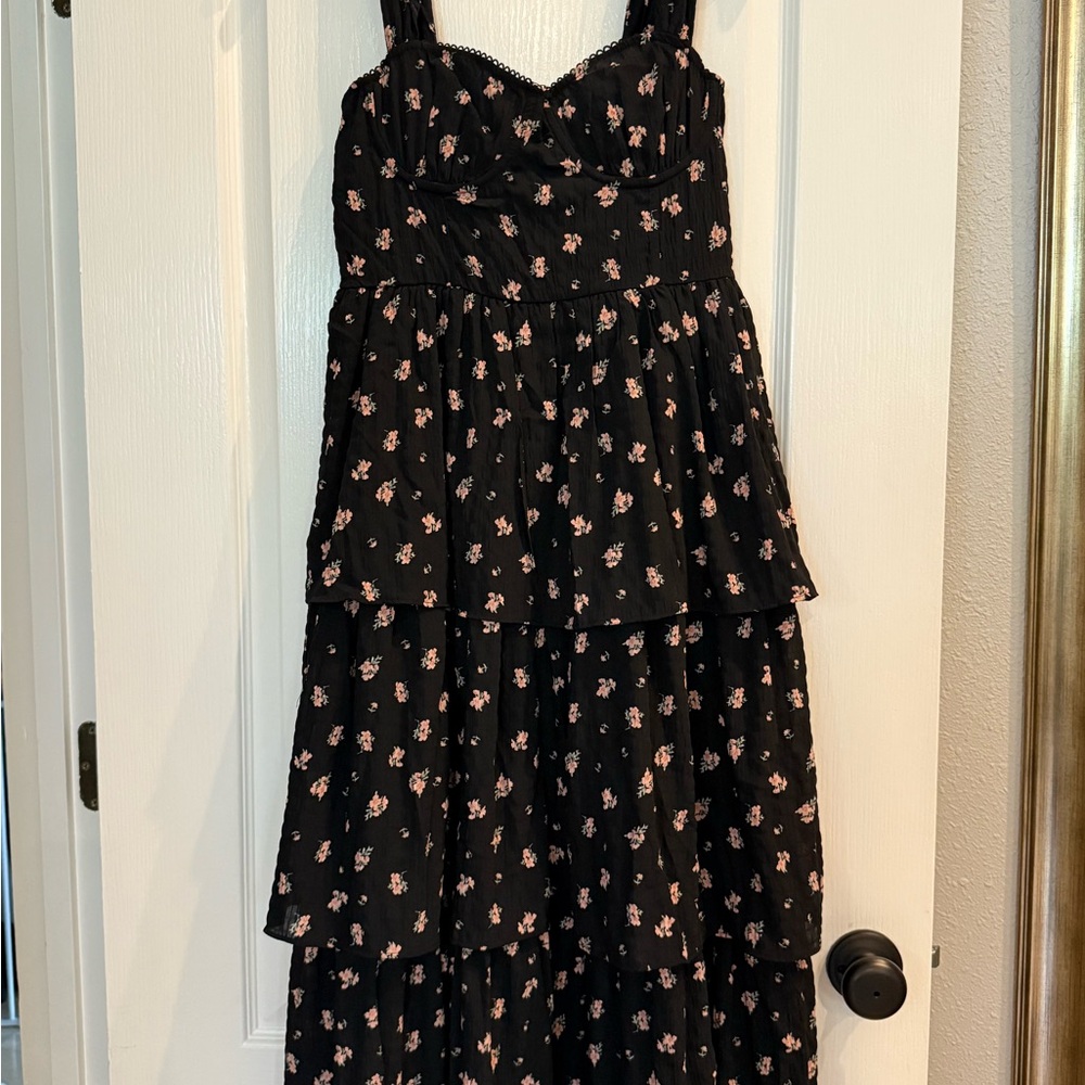 Shop Talulah Black Floral Tiered Dress